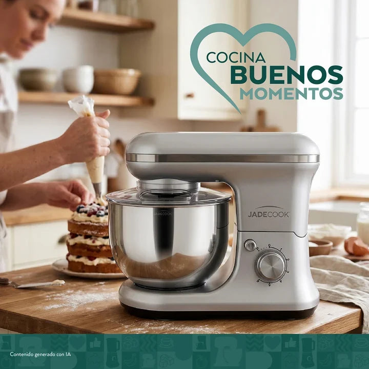 Batidora de Pedestal Jade Cook 4 en 1 C0530-00 Planetaria 6 Velocidades, Tazón Acero Inoxidable 5 L, con Accesorios para Helado