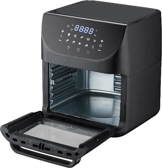 Horno Freidora de Aire Multifunción MasterChef MK-AFO-12DT 12 L 1700 W, 10 Funciones, Rostizador, Panel Touch, Ventana con Luz, Negro