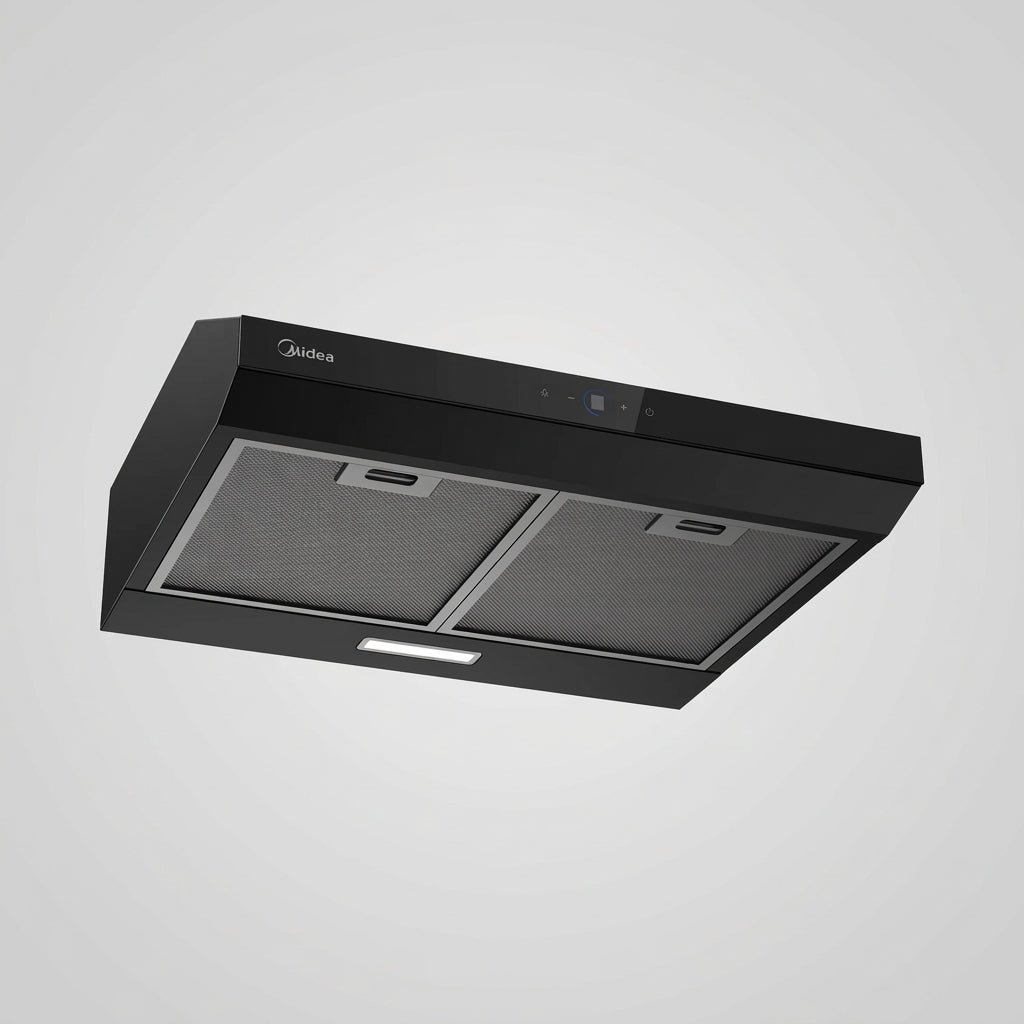 Combo Midea Duo Taste Crystal 60 cm, Parrilla de Gas Cristal Templado Triple Flama + Campana Empotrable Digital, MG60GH096ATD47MX / MH60F51AT21BBMX