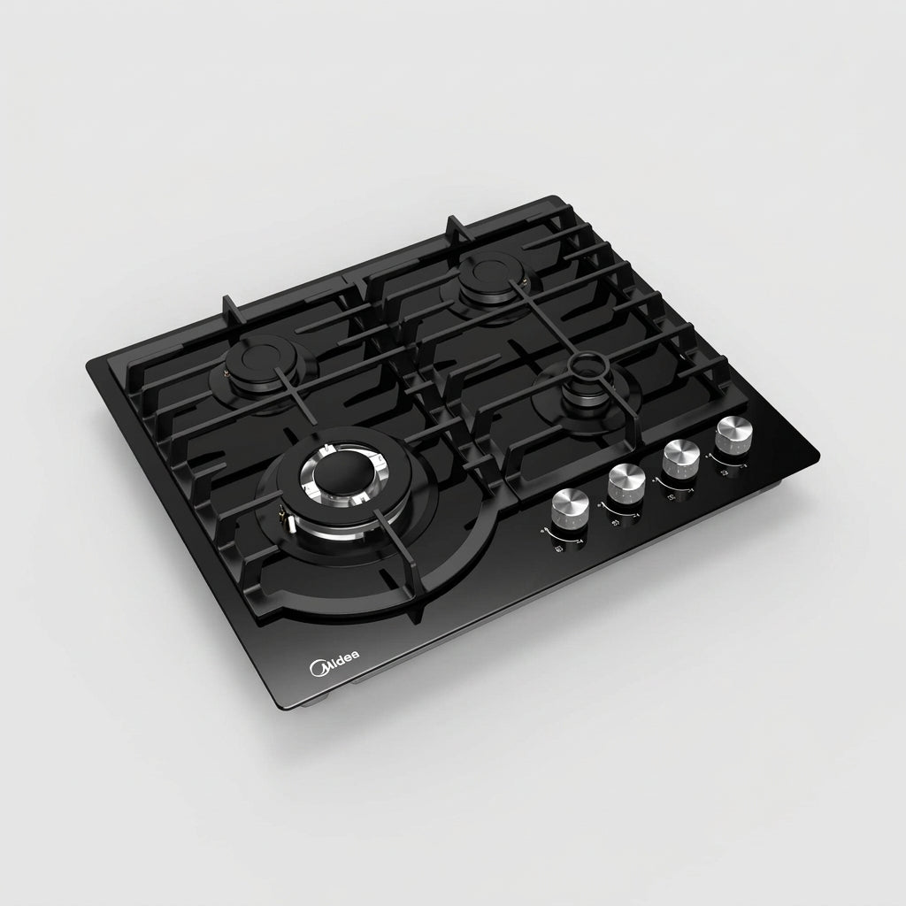 Combo Midea Duo Taste Crystal 60 cm, Parrilla de Gas Cristal Templado Triple Flama + Campana Empotrable Digital, MG60GH096ATD47MX / MH60F51AT21BBMX