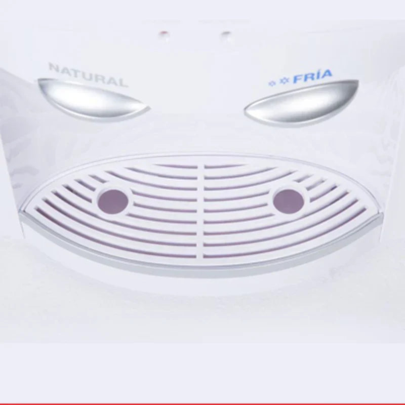 Dispensador de Agua Mirage DISX10 MDD10CB de 52 cm de Alto con 3 Temperaturas, Diseño de Mesa, Carga Superior de Garrafón, Tamaño Compacto y Color Gris