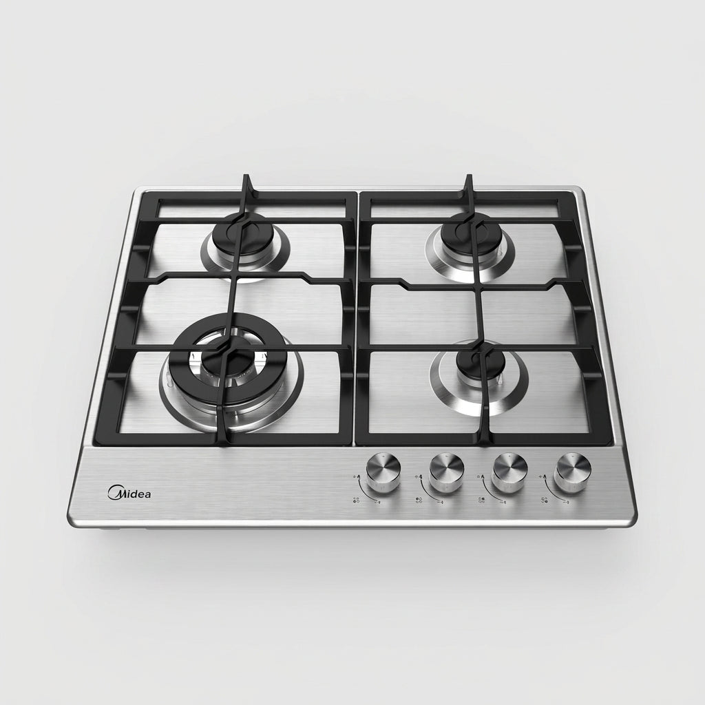 Combo Midea Duo Classic 60 cm Acero Inoxidable, Parrilla de Gas Triple Flama + Campana Slim Empotrable, MG60SJ402ATD53MX / MJUD24S3GS