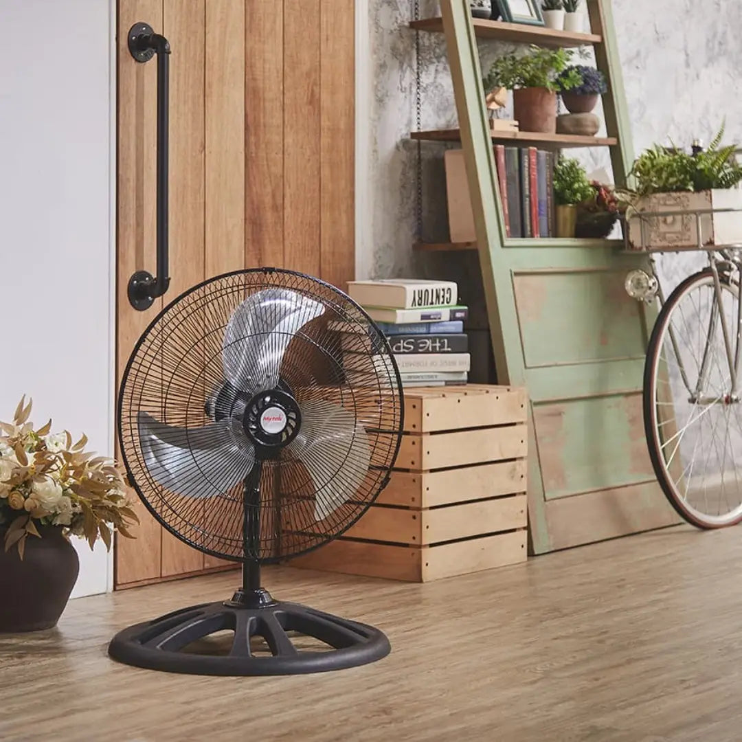 Ventilador Mytek 3386 de 18" 2 en 1 Pedestal o Piso, Metálico, 92W, 3 Velocidades, Oscilación 90°, Negro