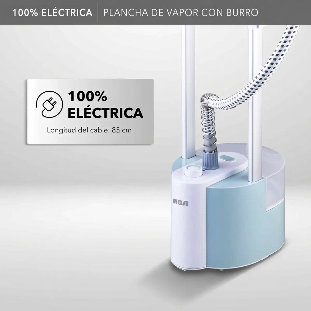 Plancha de Vapor RCA RC-932 con Burro Integrado, Uso Vertical y Horizontal, 1300W, Tanque 1.8 L, Placa de Cerámica