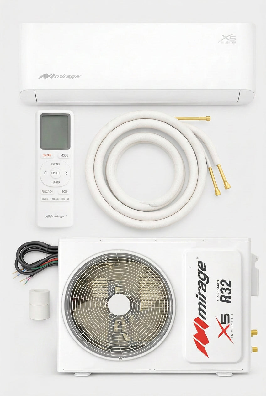 Minisplit Inverter Mirage X5 SETCVF261Q 2 Toneladas 23,000 BTU Solo Frío 220V, WiFi Integrado, 17.7 SEER, Gas R32