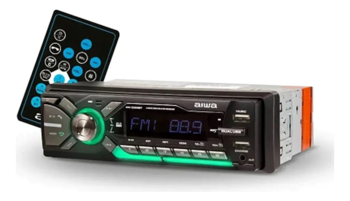 Autoestéreo Aiwa AW-3269BT 1 DIN Bluetooth Manos Libres, Doble USB con Carga Rápida, SD, AUX, Radio AM/FM, 4x50W