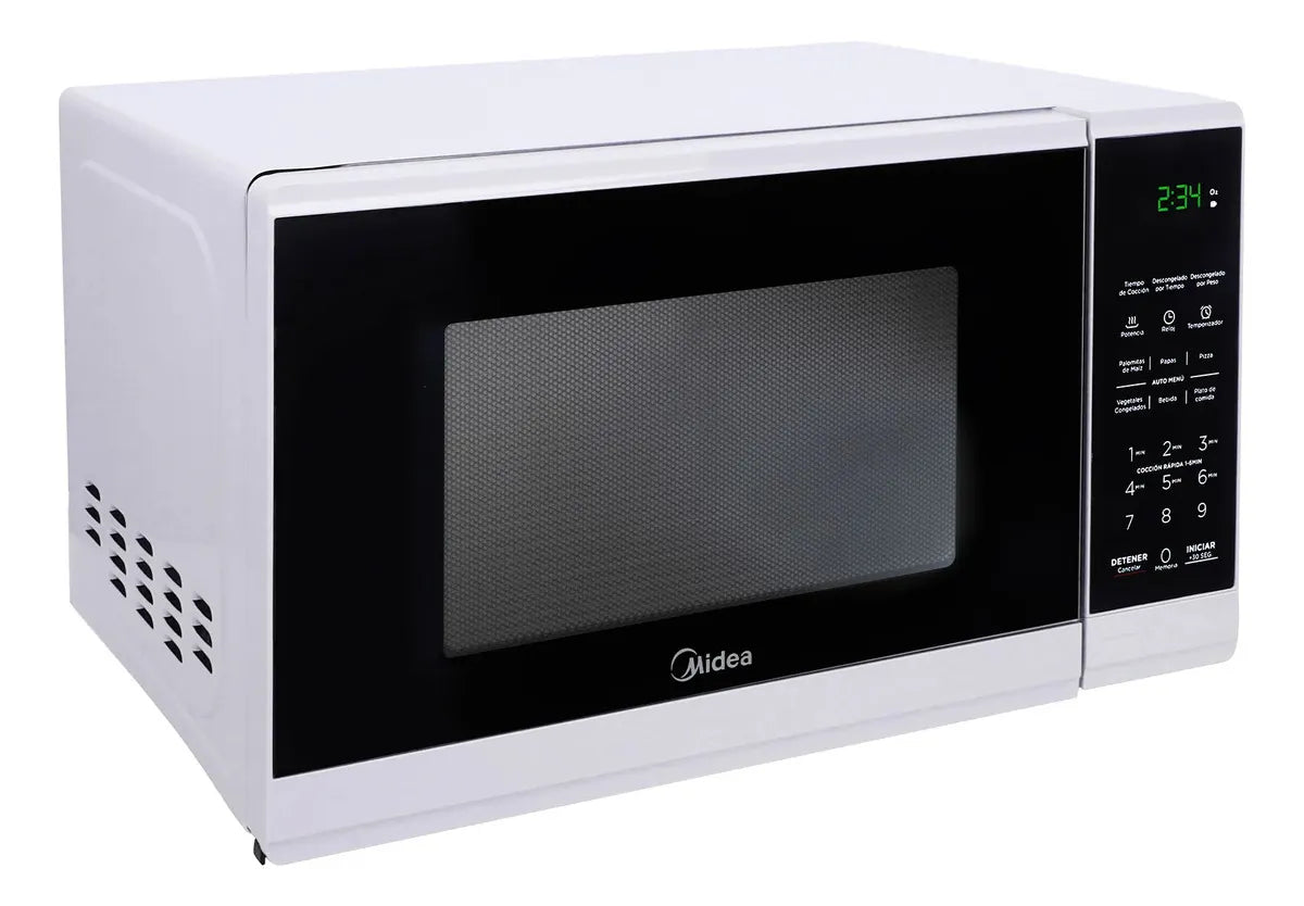 Horno de Microondas Midea Practia MMDF07S2BW 0.7 Pies (20 L) 1050W, 10 Niveles de Potencia, 6 Programas, Modo ECO