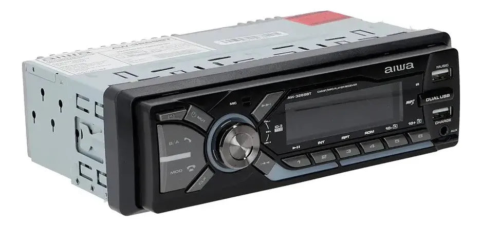 Autoestéreo Aiwa AW-3269BT 1 DIN Bluetooth Manos Libres, Doble USB con Carga Rápida, SD, AUX, Radio AM/FM, 4x50W