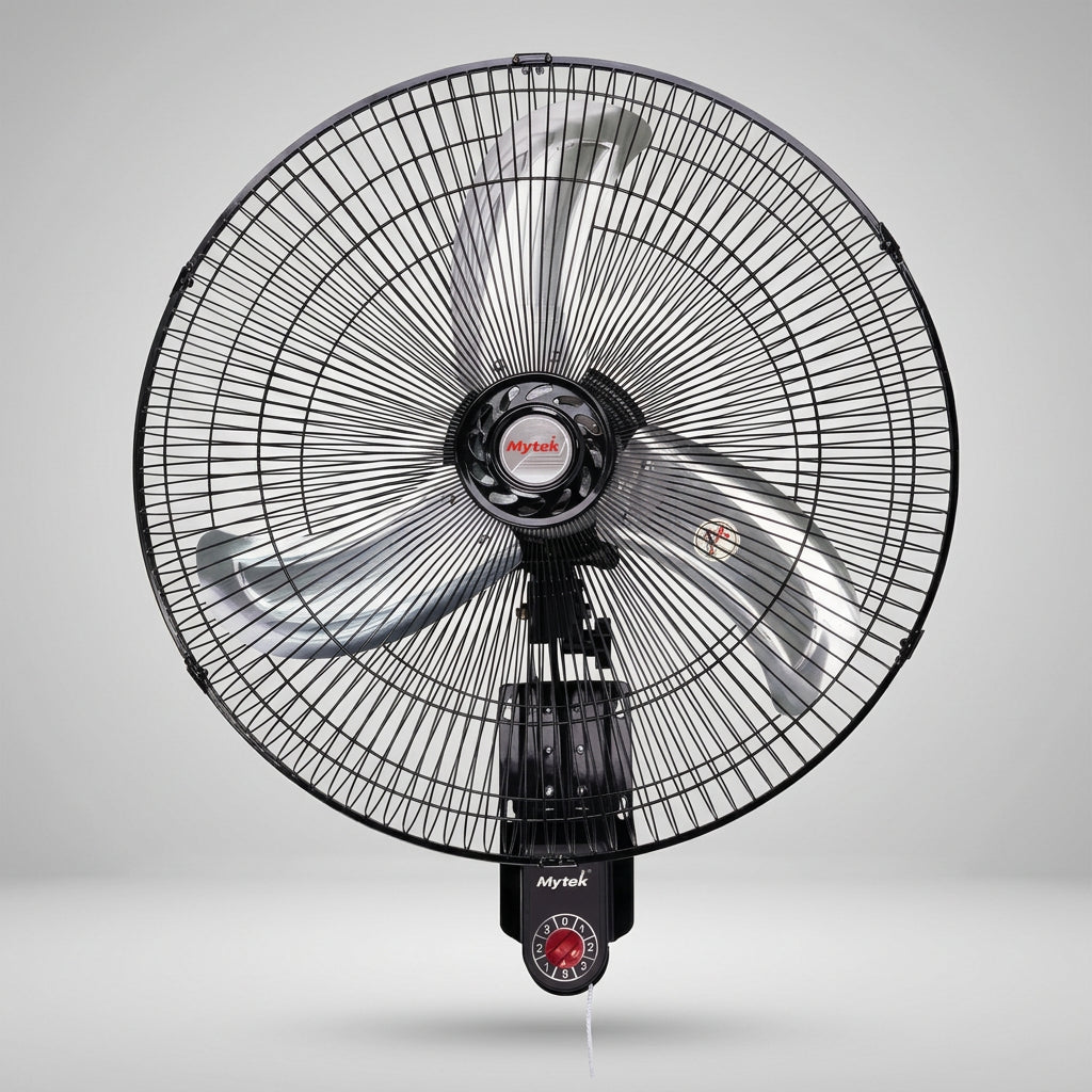Ventilador de Pared Mytek 3420 de 20" Oscilatorio 90°, 130W, 4,092 CFM, 3 Velocidades, Aspas de Aluminio, Negro