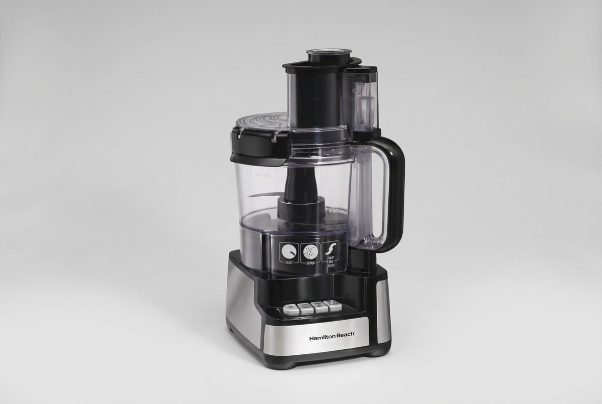 Procesador de Alimentos Hamilton Beach Stack & Snap 70724 de 12 Tazas, 450W, 6 Funciones, Tubo Big Mouth, Negro