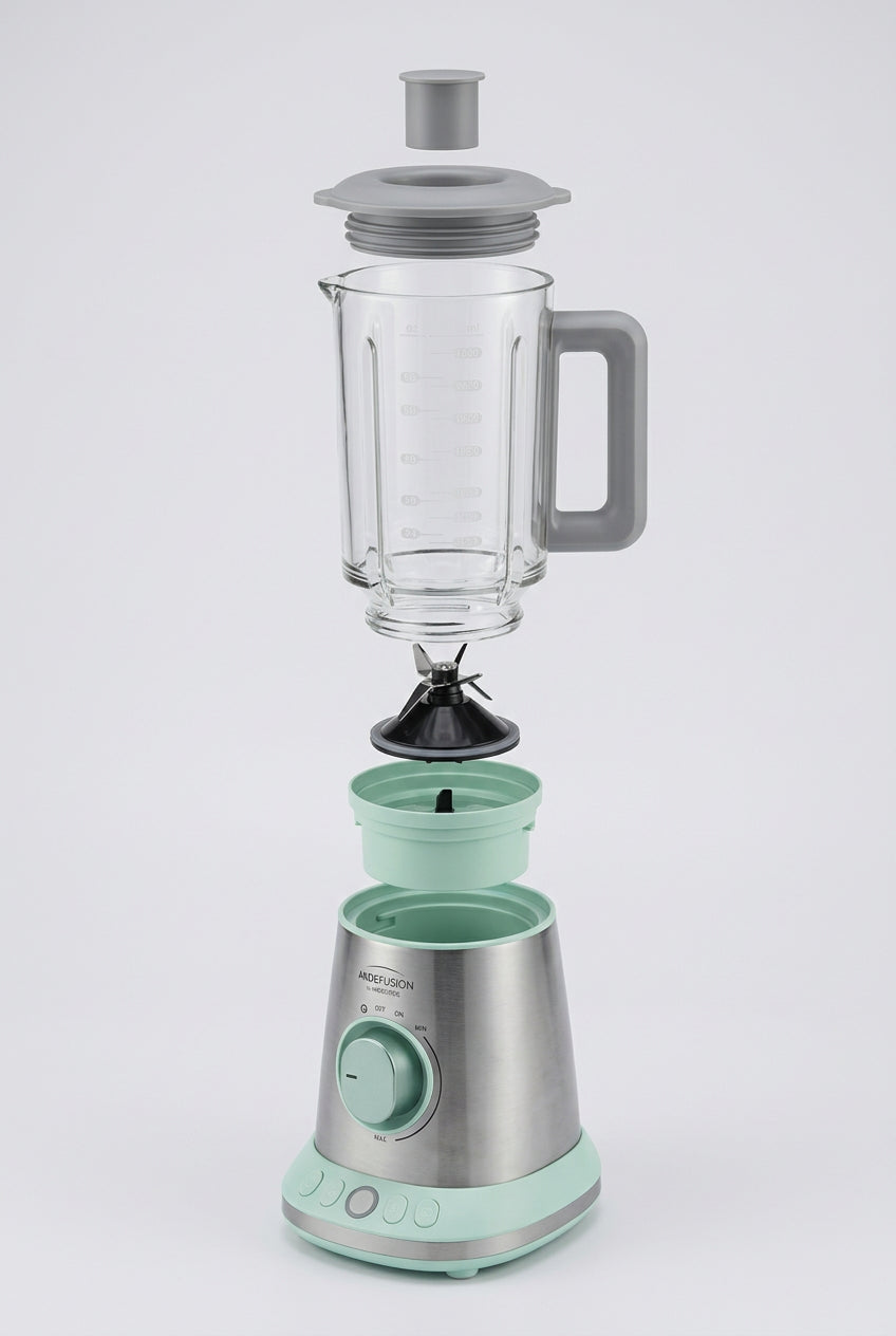 Licuadora Personal Procesador de Alimentos Jade Fusion JadeCook C0495-00 1000 W 6 Piezas, 2 Vasos Tritán 700 ml y 500 ml, Libre de BPA, Plateado