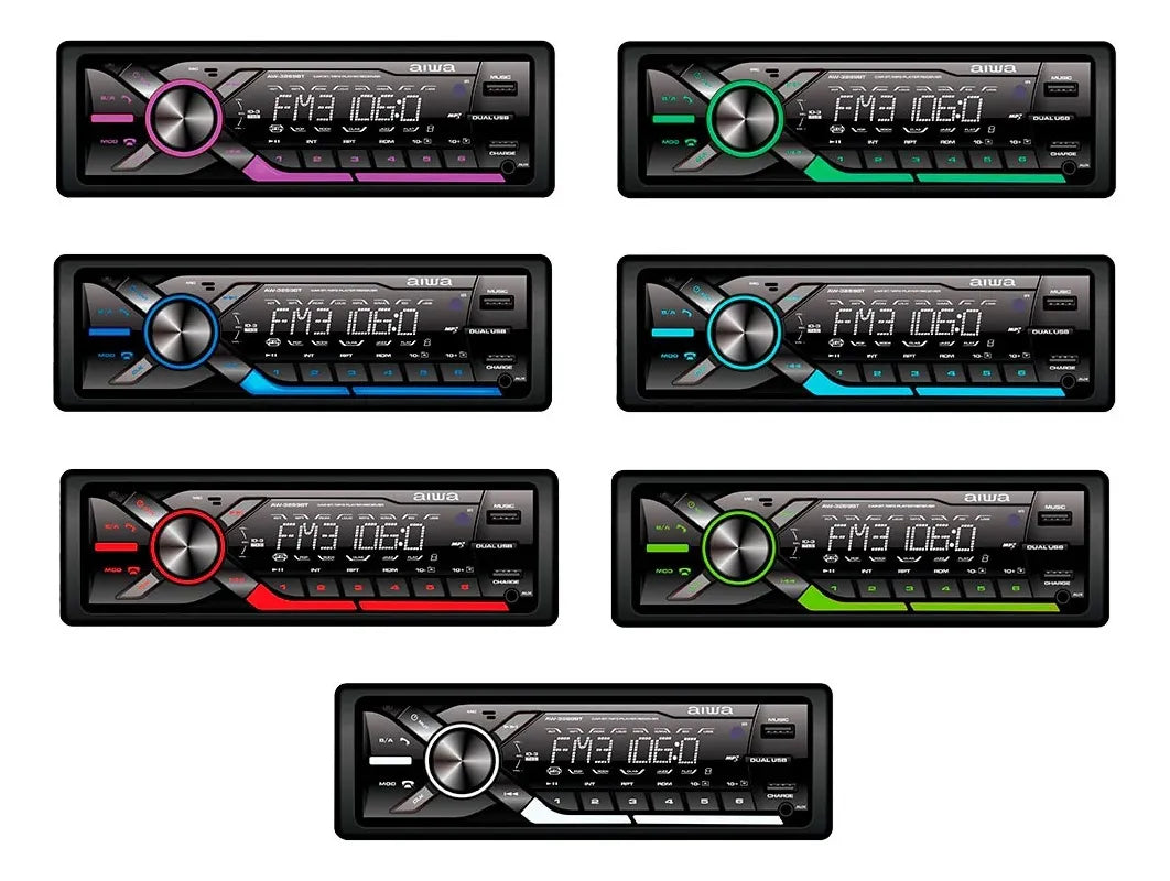 Autoestéreo Aiwa AW-3269BT 1 DIN Bluetooth Manos Libres, Doble USB con Carga Rápida, SD, AUX, Radio AM/FM, 4x50W