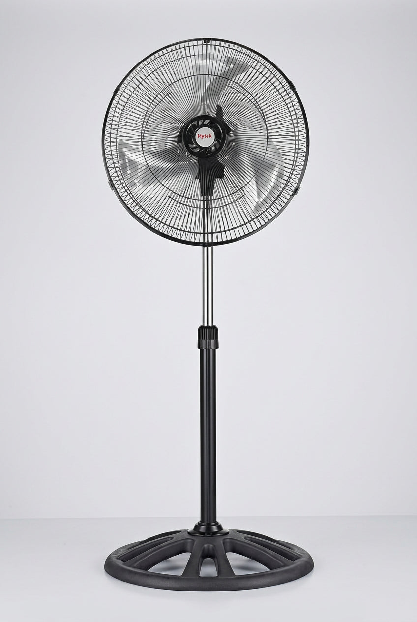 Ventilador Mytek 3386 de 18" 2 en 1 Pedestal o Piso, Metálico, 92W, 3 Velocidades, Oscilación 90°, Negro
