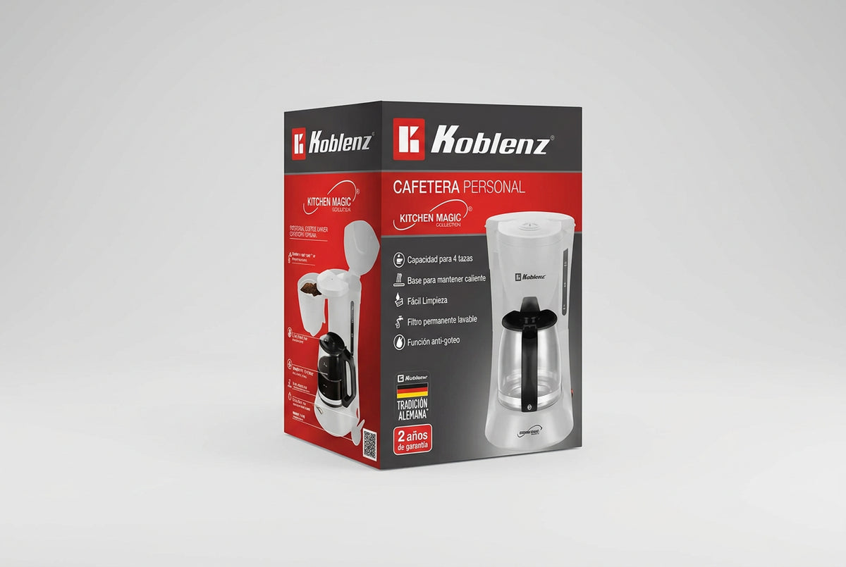 Cafetera de Goteo Koblenz CKM-204 N 4 Tazas 600 ml, 600 W, Filtro Permanente Lavable, Antigoteo, Base para Mantener Caliente, Negra