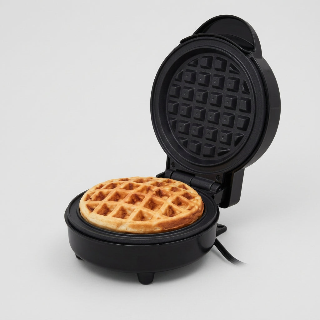 Miniwaflera RCA RC-88 Negra, Waffles de 12.3 cm, Placas Antiadherentes, 700W, Temperatura Automática, Luces Indicadoras