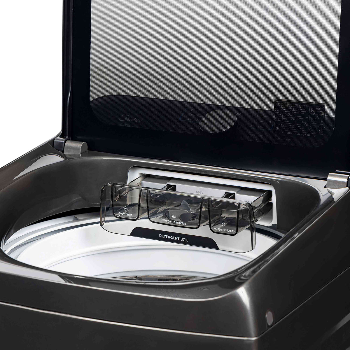 Lavadora Midea 16 kg Carga Superior MA512W16/T, Wave Wash Antienredos, Power Mix, 12 Programas, Función Turbo, Titanio
