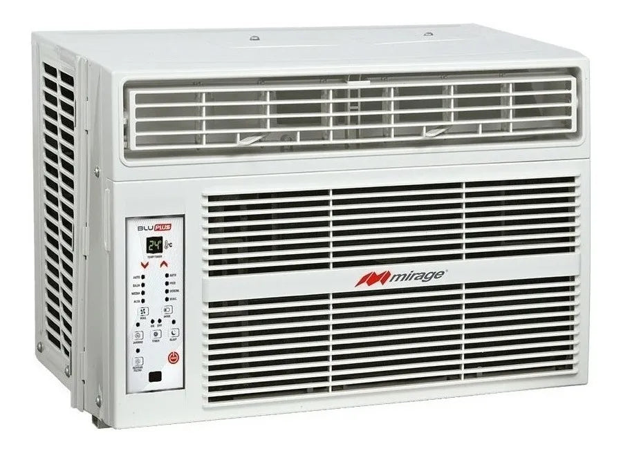 Aire Acondicionado de Ventana Mirage BLU PLUS de 0.5 Toneladas y 6,000 BTU, 115 V, Refrigerante R32 y Eficiencia Energética EER de 3.41 W/W