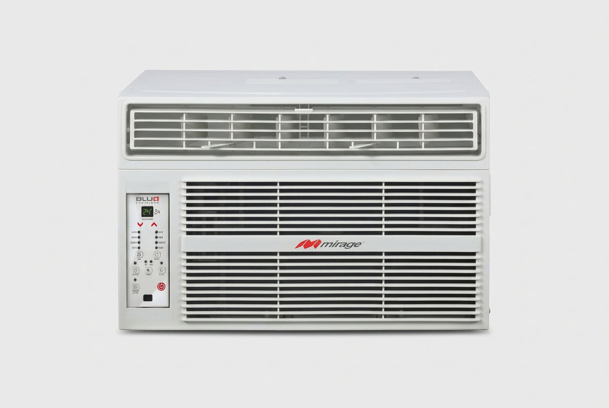Aire Acondicionado de Ventana Mirage BLU PLUS de 1 Tonelada y 12,000 BTU Solo Frío, 220 V y Refrigerante R32