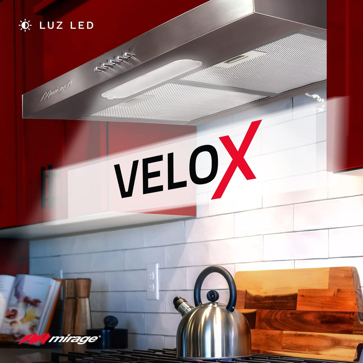 Campana Extractora Mirage Velox de 60 cm para Instalación Bajo Gabinete, Diseño Compacto de Perfil Delgado