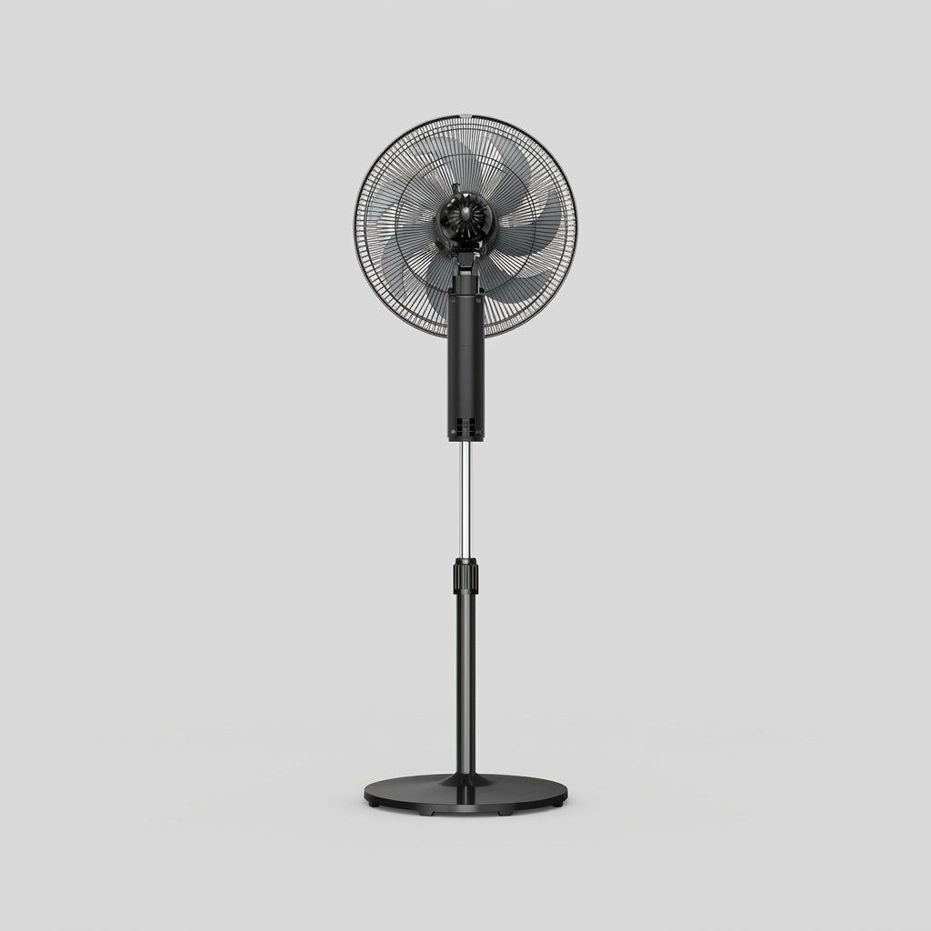 Ventilador de Pedestal Midea Air-Booster MFA164MB 16" con 7 Aspas, Motor de Cobre 50W, Temporizador, Oscilación 60°, Negro