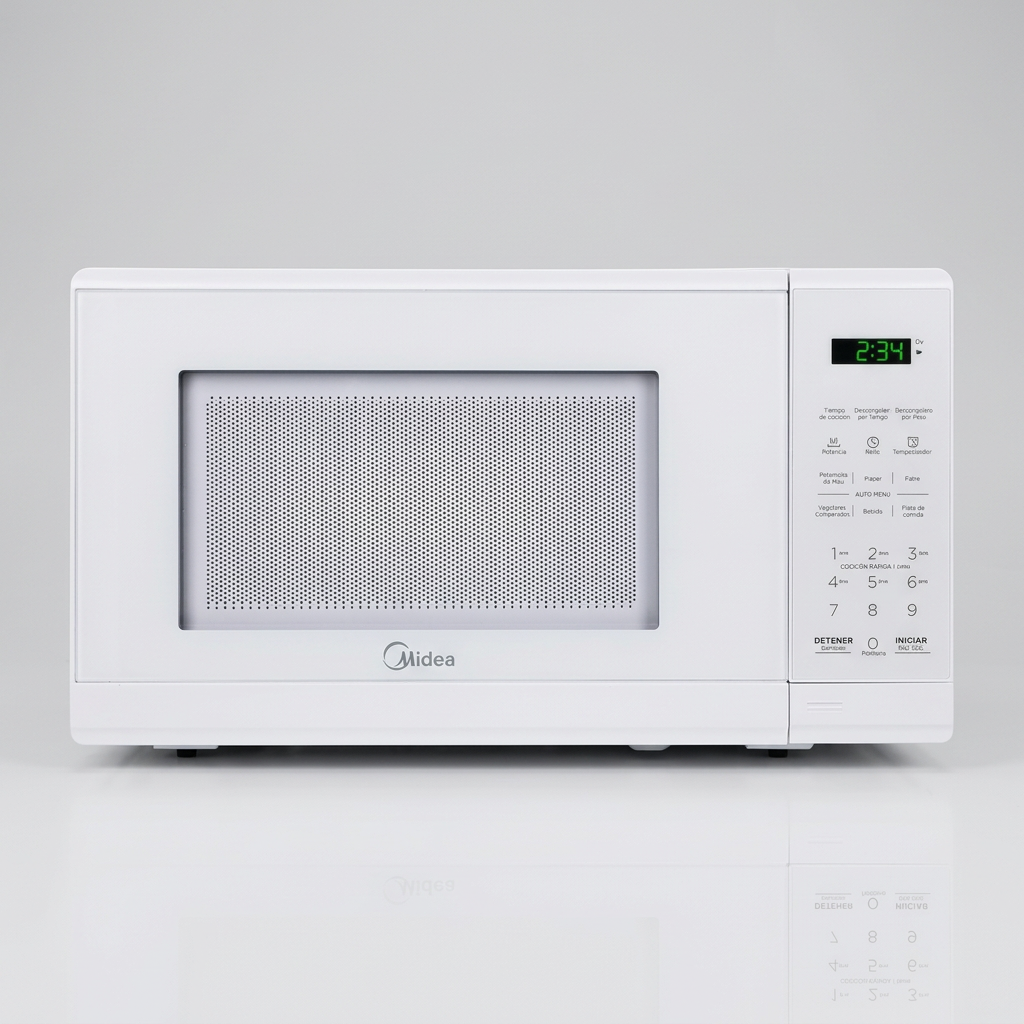 Horno de Microondas Midea Practia MMDF07S2WW 0.7 Pies (20 L) Blanco, 1050W, 10 Niveles de Potencia, 6 Programas