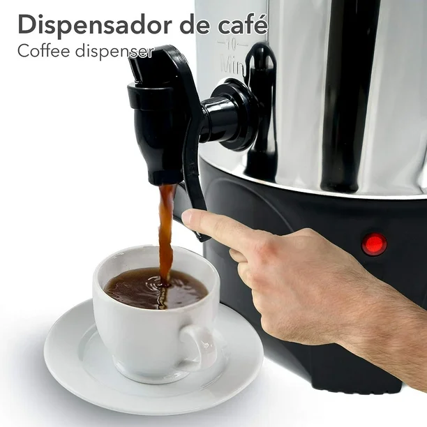 CAFETERA DE ACERO INOXIDABLE DE 40 TZ 6 LT COLOR NEGRO C/ PLATA RCA