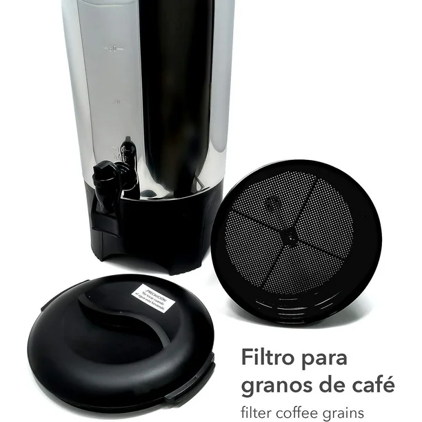 CAFETERA DE ACERO INOXIDABLE DE 40 TZ 6 LT COLOR NEGRO C/ PLATA RCA