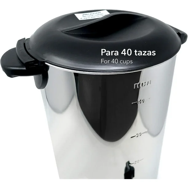 CAFETERA DE ACERO INOXIDABLE DE 40 TZ 6 LT COLOR NEGRO C/ PLATA RCA