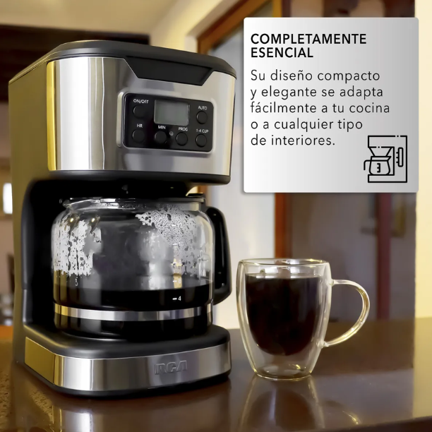 CAFETERA DIGITAL PROGRAMABLE 12 TAZAS ACERO INOX RCA
