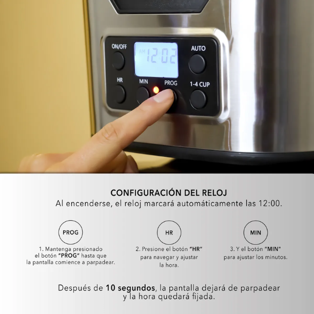 CAFETERA DIGITAL PROGRAMABLE 12 TAZAS ACERO INOX RCA