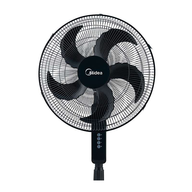 Ventilador de Pedestal Midea Power Cool MSF18B 18" 95W Motor 100% Cobre, Rejillas de Metal, 3 Velocidades, Altura Ajustable, Negro