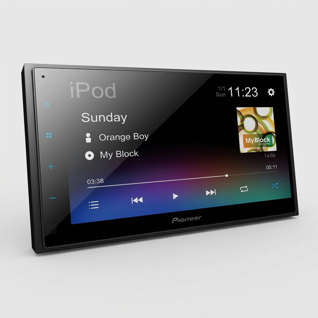 Autoestéreo Pioneer DMH-A345BT con Pantalla Táctil 6.8", Bluetooth, WebLink Cast, USB, Doble DIN, Entrada para Cámara de Reversa