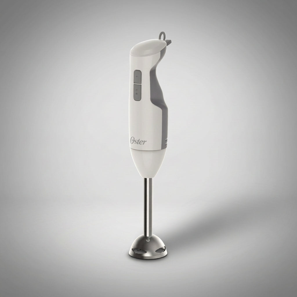 Batidora de Inmersión Oster Versátil FPSTHB2610W 250 W, 2 Velocidades + Turbo, Cuchilla Acero Inoxidable, Vaso Medidor 700 ml, Blanca