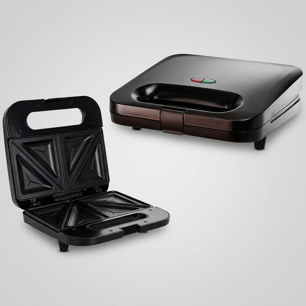 Sandwichera Compacta Oster CKSTSM2885 750 W, 2 Sándwiches o 4 Bocadillos, Placas Antiadherentes, Termostato Automático, Negra