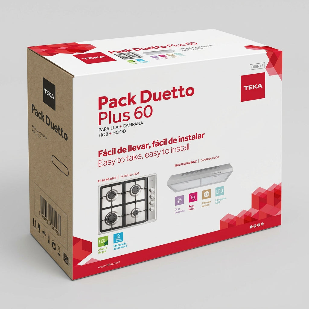 Combo Teka Duetto Plus 60 Campana + Parrilla a Gas 4 Quemadores Inox
