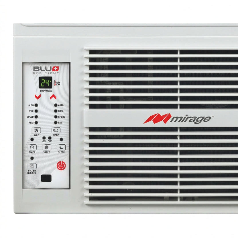 Aire Acondicionado de Ventana Mirage BLU PLUS de 8,000 BTU Solo Frío, 115 V y Refrigerante R32